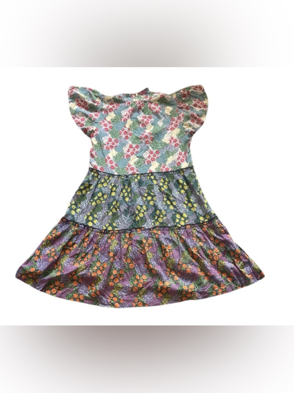 Anthropologie Penrose Tiered Multicolor Floral Patchwork Tunic Dress | XSP - Picture 3 of 5